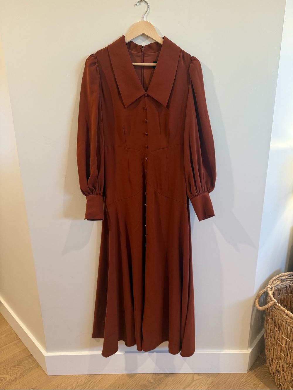 Alexia Admor Rust Maxi Dress with Puff Sleeves